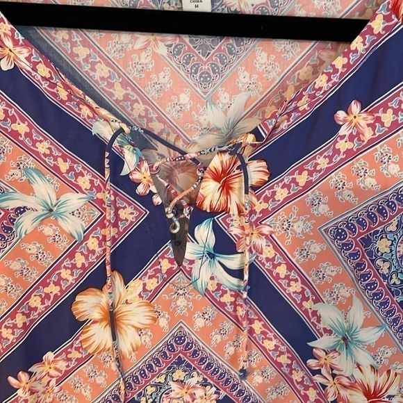 J. Jill women's sleeveless tie front summery workwear colorful blouse size M - Picture 3 of 8